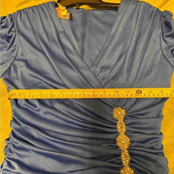 Jovani Vintage Dress 12 Drop Waist Midi Retro Royal Blue Beaded Glam Cosplay - Picture 6 of 6